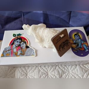 Elephant Candle, Krishna Art Stickers, Mini Bhagavad Gita & Om Symbol